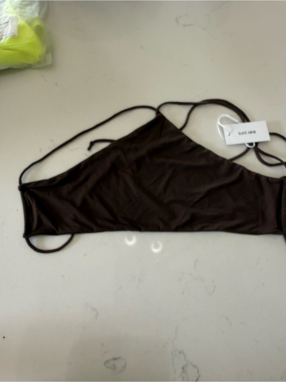 Women’s Brown Bikini Top with Halter Straps